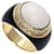 Timeless Chanel 18K Yellow Gold White Chalcedony Onyx Diamond Band Ring for Women  ref.1446790