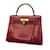 Hermès Hermes Kelly Handbag in Bordeaux Box Calf Leather Dark red Pony-style calfskin  ref.1446809