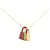 Hermès Hermes O'Kelly PM Padlock Motif Necklace in Gold and Wine Red Golden Dark red Leather Gold-plated  ref.1447379