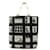 Classique Sac à main Chanel Windows Line Coco Mark en noir et blanc Toile  ref.1447456