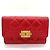 Tarjetero de piel de cordero rojo Chanel Roja