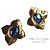 Orecchini Yves Saint Laurent dorati martellati con cabochon in vetro blu D'oro