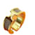 Ring Anel de lenço Hermès em marrom e dourado Couro Metal  ref.1459294