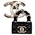 Broche Chanel Coco Mark B23C Matelassé con cierre giratorio Negro Chapado en oro  ref.1459467