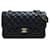 Bolso de hombro con cadena Chanel Matelassé Double Flap Azul marino Cuero  ref.1461843