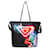 Tote Sac fourre-tout avec logo MONKEY de Prada Cuir Tissu Noir Multicolore  ref.1479878