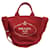 Prada Red Canvas and Leather Tote Bag Cloth  ref.1480954