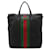 Gucci Sherry Line Web Stripe Tragetasche Schwarz Rot Grün Leder Leinwand  ref.1483080