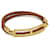 Hermès Pulseira charm Doubletour Hermes Lury Dourado Castanho claro Couro Metal  ref.1485092