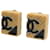 Boucles d'oreilles Clip Coco Mark de la ligne Cambon de Chanel Plastique Plaqué or Noir Beige  ref.1489459