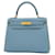 Hermès Hermes Kelly 28 Handbag in Blue Jean Leather  ref.1489688