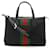 Bolsa tote Gucci Sherry Line com faixa Web Preto Vermelho Verde Couro Lona  ref.1492861