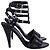 Saint Laurent Ankle Cage Strap Heels aus schwarzem Lackleder