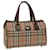 Autre Marque Burberrys Nova Check Boston Bag Canvas Beige Auth ep4663 Cloth  ref.1502893