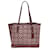 Coach Signature Chambray Tote Handbag Dark red Leather Cloth  ref.1506530