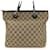 Sac fourre-tout en toile GG Gucci en cuir Beige Marron foncé  ref.1509500