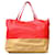 Céline Celine Cabas Horizontal Tote Bag Red Beige Leather  ref.1513270