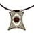 Hermès Hermes Tuareg Leather Silver Necklace Brown Silvery Dark red  ref.1515351