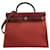 Hermès Red Toile Herbag Zip 31 Dark red Pony-style calfskin Cloth  ref.1522175