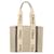 Chloé WOODY Sac Tote Moyen Cuir Toile Beige Bleu Marine  ref.1525403