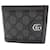 Portefeuille bi-fold Gucci en toile GG Supreme Marron Noir  ref.1525417