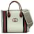 Sac fourre-tout en cuir et coton Gucci 2Way Marron Blanc  ref.1526090