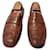 Mocassins geométricos de couro cognac Gucci, marrons, tamanho 5,5 Marrom  ref.1529556