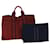 Hermès HERMES Hand Bag Red Wine Red Auth yk12913 Blue Cloth  ref.1533383