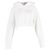 Helmut Lang cropped Hoodie mit besticktem Slogan aus weißer Baumwolle