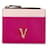 Porte-cartes en cuir bicolore Virtus avec logo Versace rose  ref.1539931