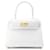 Hermès Sac à main Hermes Kelly avec couture extérieure Cuir Blanc  ref.1544600