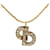 Gold Dior Gold Plated CD Logo Rhinestone Necklace Golden  ref.1545286