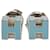 Hermès Hermes Cage d'Ache H Cube Earrings Silvery Light blue Metal  ref.1546644