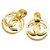 Chanel Coco Mark Round Swing Earrings Golden