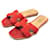 Hermès HERMES ORAN H221208Z 37 SANDALS MULES SUEDE RED + BOX SHOES  ref.1546854