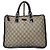 Bolsa tote em canvas e couro Gucci GG Supreme Joy Marrom Bege