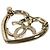 Spilla a forma di cuore con strass dorati Chanel D'oro