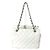 Borsa a spalla trapuntata con catena Chanel Argento Bianco