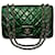 Chanel RARO Bolsa Clássica Jumbo em Couro Patente Verde Metálico  ref.1552340