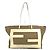 Fendi 8BH185 FF Große Tote Tasche Weiß Beige