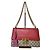 Borsa a spalla media Padlock in pelle GG Supreme monogramma beige/rosso ibisco di GUCCI Rosa