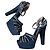 Sandali platform con cinturini Marni 38 in suede e pelle blu navy e grigio - vista 2