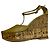 Yves Saint Laurent YSL Lackleder Wedge-Sandalen mit Plattform Beige Senf