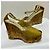 Yves Saint Laurent YSL Lackleder Wedge-Sandalen mit Plattform Beige Senf - Ansicht 2