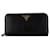 Black Prada Vitello Move Zip Around Continental Wallet Leather  ref.1560935