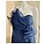 Marchesa Trägerloses Abendkleid aus dunkelblauer Seide mit Organza-Besätzen Marineblau - Ansicht 4