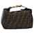 FENDI Zucca Canvas Hand Bag Brown Black Auth yk14005 Cloth  ref.1562494