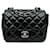 Schwarze Chanel Mini Square Classic Patentasche mit einfacher Klappe Leder  ref.1562649