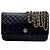 Wallet On Chain Cartera de cadena Chanel de piel de cordero acolchada negra con el emblema de Chanel