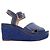 Trim Hermès Blaue Hermes Lackleder-Wedgesandalen Größe 38